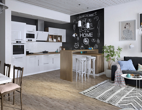 Интерьер белой кухни в скандинавском стиле