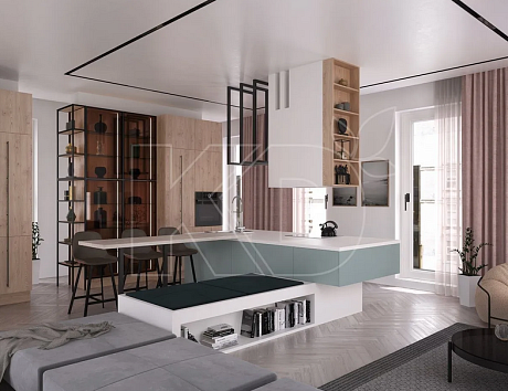 Деревянная кухня в стиле модерн