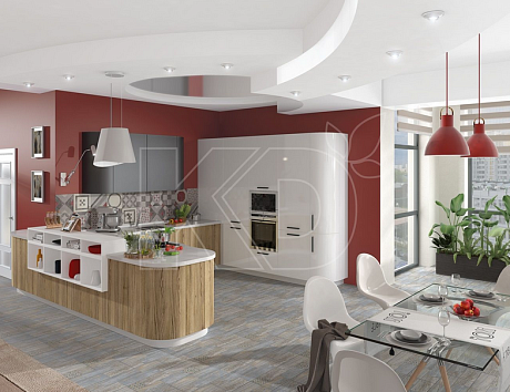 Белая кухня в стиле хай тек